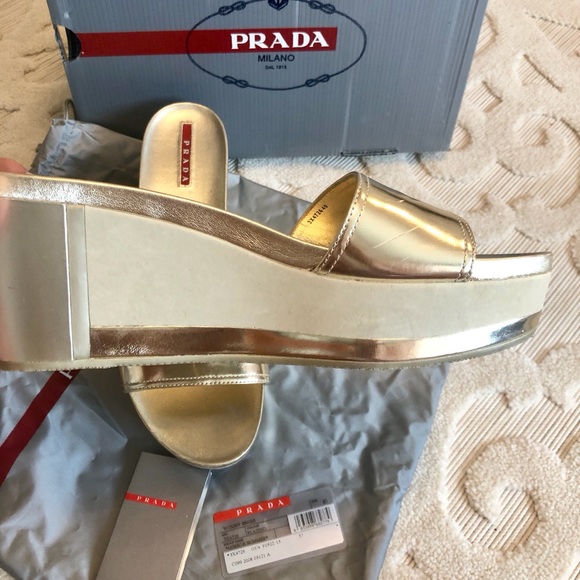 Prada Women’s Wedge Sandals Authentic Size EUR40 - Picture 9 of 14